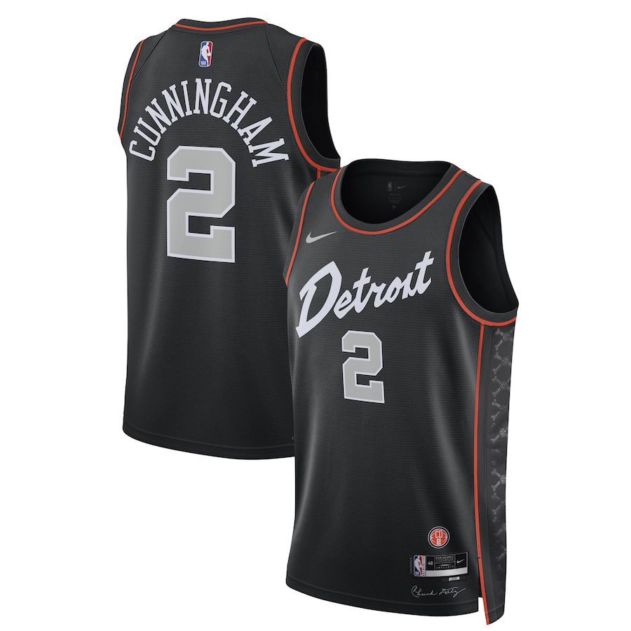 Men Detroit Pistons #2 Cade Cunningham Nike Black City Edition 2023-24 Swingman NBA Jersey